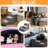 Gray Dog Stairs for High Beds or CouchFoldable Dog Steps With Storage Pet Steps for Small Dogs Medium Dogs Puppy Stairs